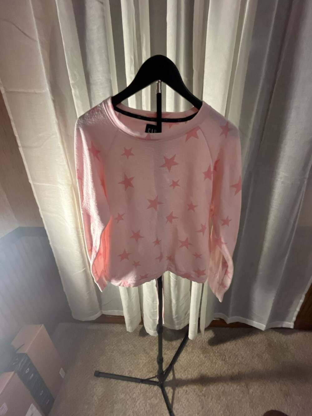 Gap Women's Pink Star Print Super Soft Modal Fleece Crewneck Pullover